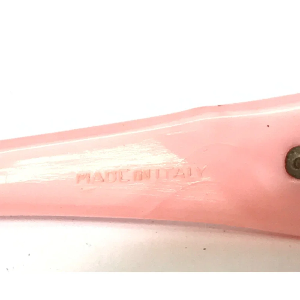 Vintage Sunglasses Baby Pink Oval Frames with Dark Brown Glass Lenses 57-19-125